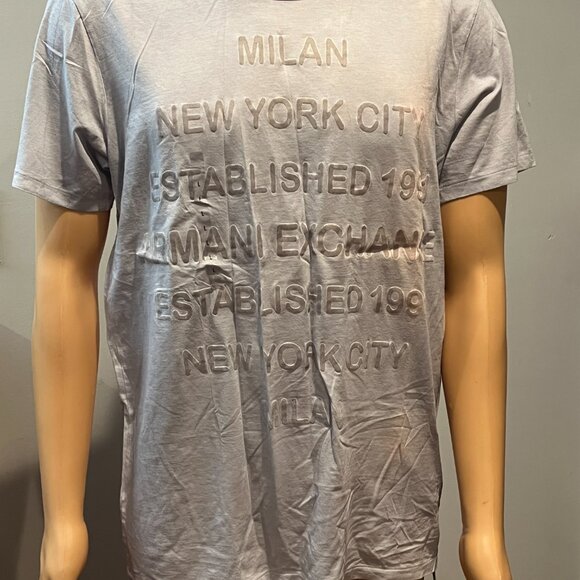 ARMANI EXCHANGE GRAY EMBOSSED LOGO T-SHIRT (LARGE) RARE! NWT - Picture 1 of 4